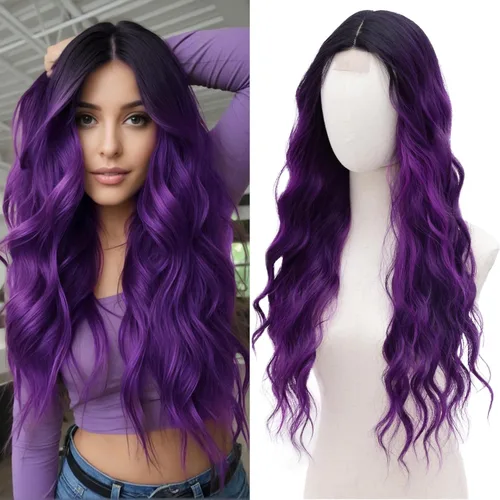 Miniatura 23 de Peluca larga rubia 613 para cosplay, peluca sintética de 28 pulgadas, parte media, regalos realistas, pelucas de fiesta para mujeres, uso diario
