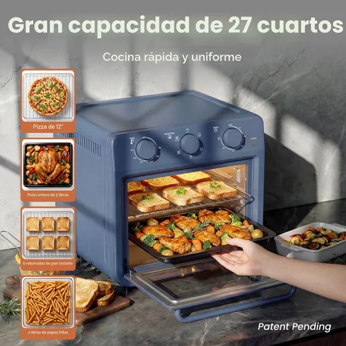 Miniatura 3 de SMIRLY Combo de horno tostador 6 en 1, encimera de horno de convección de 27 cuartos de galón, horno de 1800 W para tostar, asar, hornear, Azul