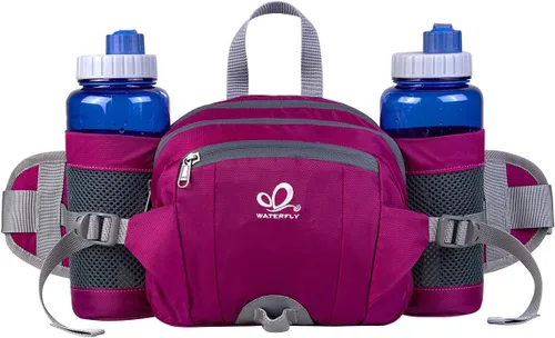 Miniatura 17 de Waterfly - Riñonera Fanny Pack: Bolso Fanny con 2 soportes para botellas de agua, cinturón lumbar, para senderismo, caminatas, correr, trotar