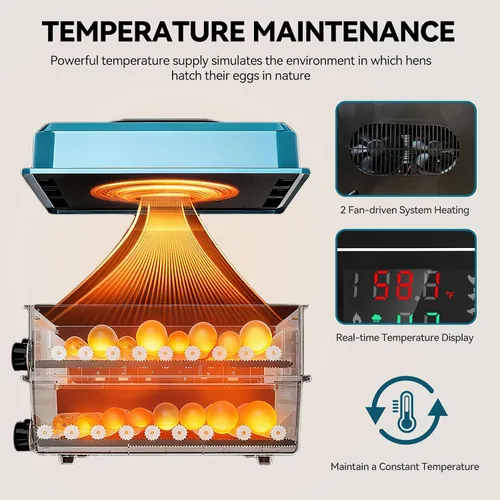 Miniatura 5 de Incubadoras para incubar huevos, incubadora digital de aves de corral con giro automático de huevos, pantalla de temperatura y humedad, 5 modos