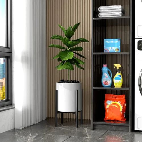 Miniatura 5 de EKNITEY Soporte ajustable para macetas: soporte de flores moderno para interiores y exteriores, organizador de plantas de metal, soporte para Negro