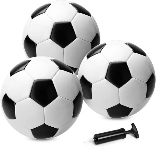 ZOOJOY Pack de 3 balones de fútbol tamaño 3 para niños, set de balones de fútbol deportivos para exterior para niños y niñas, diseño clásico con