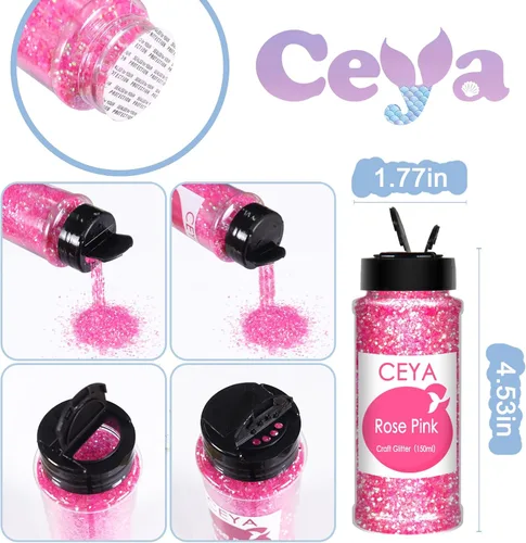 Miniatura 5 de Ceya Juego de purpurina gruesa a granel de 6 colores surtidos, 4.23 onzas cada tarro iridiscente para manualidades de Pascua, lentejuelas de uñas