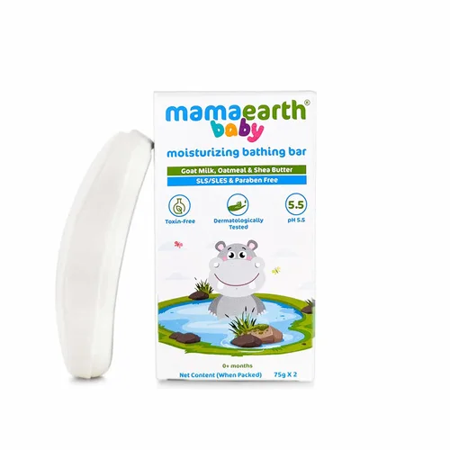 Miniatura 5 de MAMAEARTH Barra de baño hidratante para bebés, leche de cabra, avena y manteca de karité, 2.65 oz × 2 (2.64 oz cada uno)
