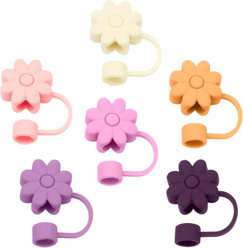 Miniatura 15 de Cubiertas de pajitas con flores SEMATA para tazas Stanley de 30 y 40 oz con asa, accesorios de 4 piezas, tapas de pajita de silicona reutilizables