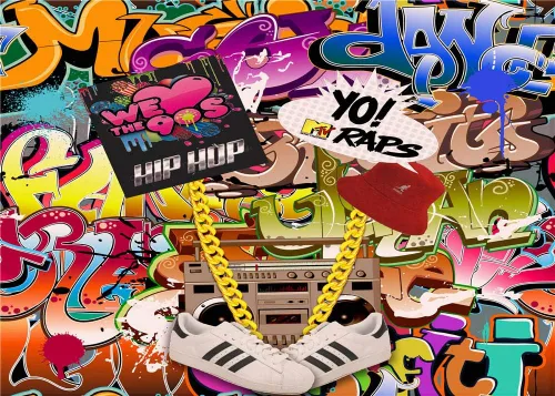 Miniatura 6 de Qian Fondos de fotografía con tema de graffiti de hip hop de 7 x 5 pies, decoración de fiesta de los años 80 y 90, accesorios de estudio