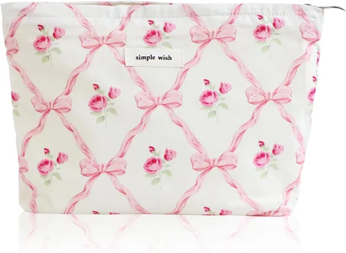 Miniatura 46 de Wudygirl Bolsa de maquillaje de lona para mujer, organizador estético de maquillaje, bolsa de maquillaje de viaje, bolsa de aseo para bolso, bolsa