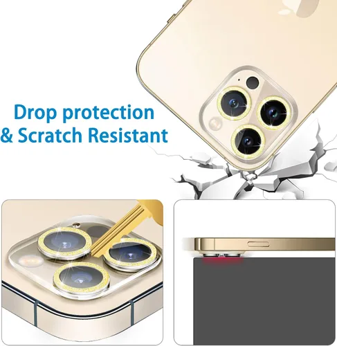 Miniatura 4 de Paquete de 3 protectores de lente de cámara de vidrio templado Dengduoduo para iPhone 13 Pro de 6.1" y iPhone 13 Pro Max de 6.7", brillo de diamante