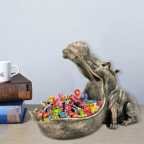 Miniatura 6 de aboxoo Estatua de hipopótamo de resina para el hogar, escultura de hipopótamo, decoración de mesa, artículos diversos, caja de almacenamiento