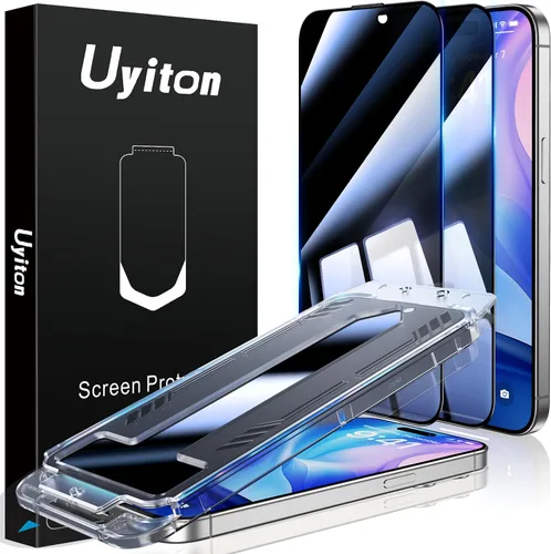 Miniatura 16 de Uyiton Protector de pantalla compatible con iPhone 17 Pro (antiluz azul), fácil de instalar, cobertura completa inastillable, compatible con fundas
