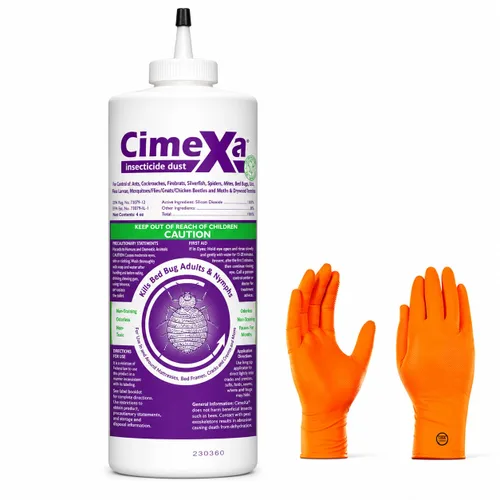 Rockwell Labs - CXID032 - Cimexa Dust - Insecticide - 4 oz | Premium USA Supply Gloves for Safe Eradication | USA Supply Pest ID Card