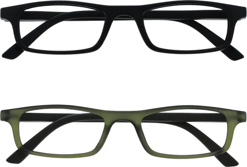 Miniatura 18 de OPULIZE TED - Lentes de lectura para mujeres y hombres, marco mate rectangular, ligero, estrecho, con bisagras de resorte, gris transparente +1.50