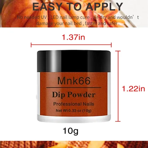 Miniatura 7 de Juego de polvo de inmersión de 6 colores, set de colores para uñas con vino tinto oscuro, rojo oscuro, naranja, set de polvo de inmersión para uñas