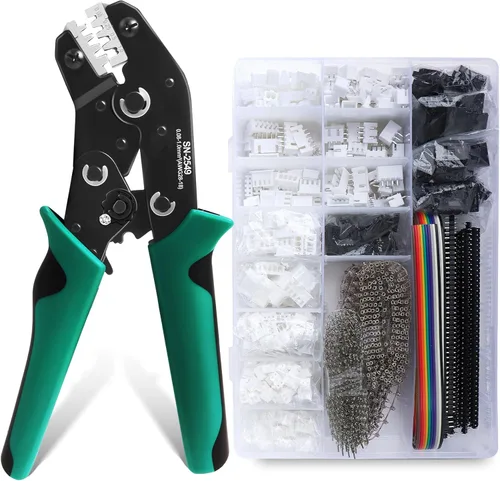 Kit de crimpadora de trinquete SN-2549, 2316 piezas de conectores y terminales JST-XH 2.54mm/JST-PH 2.0mm/DuPont, con cabeceras de pines y cable de