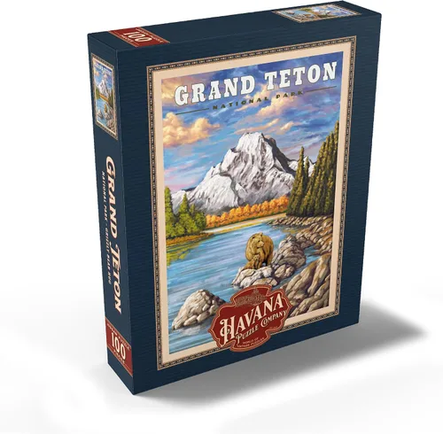 Miniatura 2 de MyPuzzle Grand Teton National Park – Grizzly Bear Hug, póster de viaje vintage – Rompecabezas de 100 piezas premium para adultos