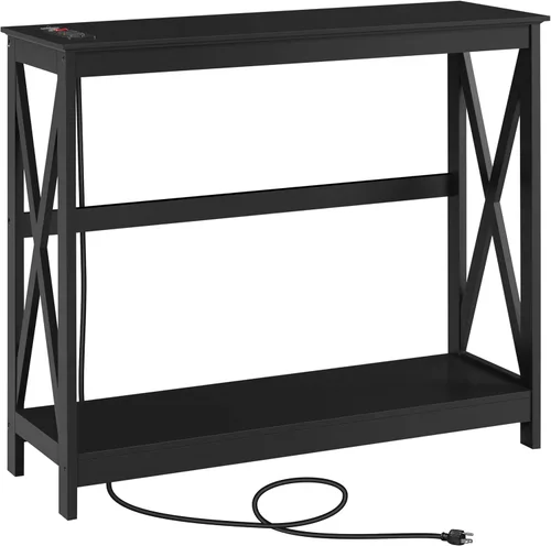 Miniatura 10 de Topeakmart Sofá consola, mesa de entrada de 2 niveles con estante de almacenamiento, mesa de sofá estrecha para entrada, pasillo, sala de estar