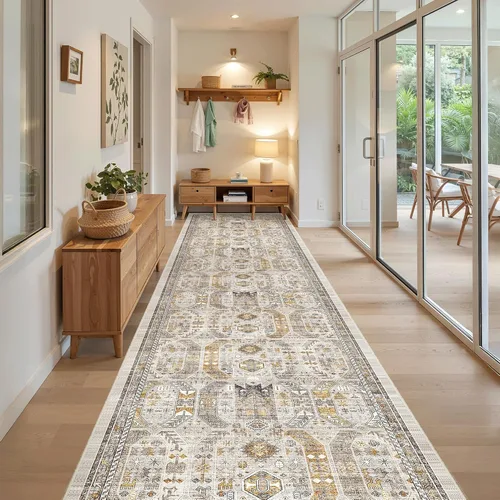 Miniatura 915 de Madane Tapete lavable de 2 x 10 pies para pasillo, cocina, recibidor, clásico, suave, antideslizante para interiores, casa de campo, baño, sala