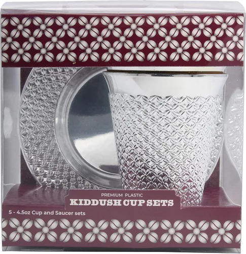 Miniatura 6 de Exquisite Juego de taza y platillo de plástico desechable de 5.5 onzas para niños, taza y platillo Tatz Silver para Pascua, Shabat, boda, británico
