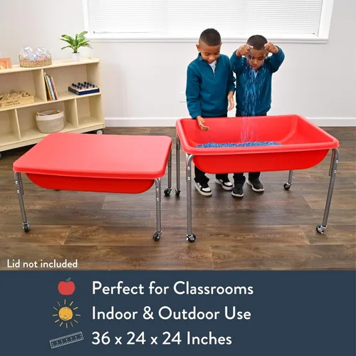 Miniatura 8 de Children's Factory Mesa sensorial mediana – 18″ de altura, caja de arena, mesa de agua para niños, rojo