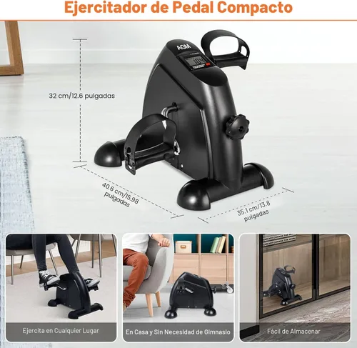 Miniatura 5 de Mini Exercise Bike, AGM Under Desk Bike Pedal Exerciser Foot Cycle Arm & Leg Pedal Exerciser with LCD Screen Displays Negro