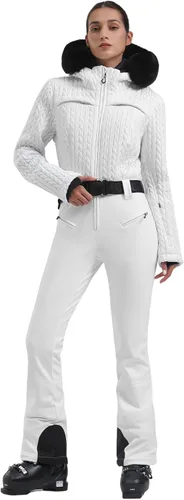 Miniatura 129 de GSOU SNOW Traje de esquí para mujer, traje de nieve delgado de una pieza, chaqueta de nieve, impermeable, resistente al viento, deportes al aire