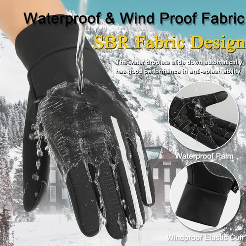 Miniatura 2 de Weitars Guantes de invierno para hombres y mujeres, guantes impermeables, guantes térmicos para el trabajo, guantes deportivos para correr