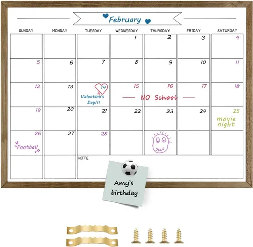 Miniatura 14 de Pizarra blanca de calendario mensual de borrado en seco, pizarra blanca magnética para pared, tablero colgante para oficina, escuela en casa, Negro