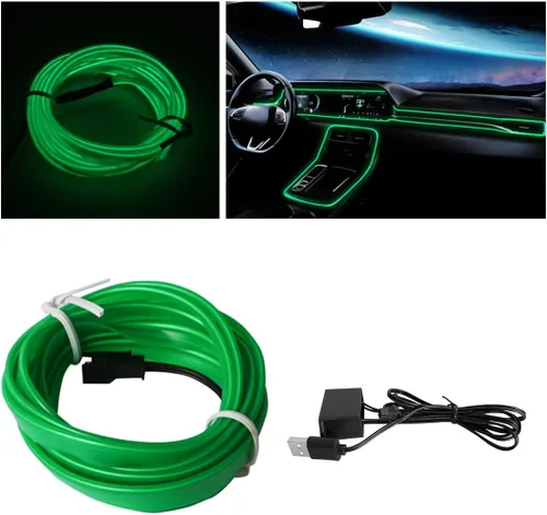 Miniatura 19 de Tira de luces LED de cable EL, tira de luz de neón automática USB de 10 pies/3M con borde de costura, kits de iluminación ambiental