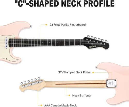Miniatura 5 de Donner 39 Pulgadas Guitarra Eléctrica, Serie de Diseño DST-200 Guitarra Eléctrica de Cuerpo Sólido con Estilo para Principiantes, Intermedios