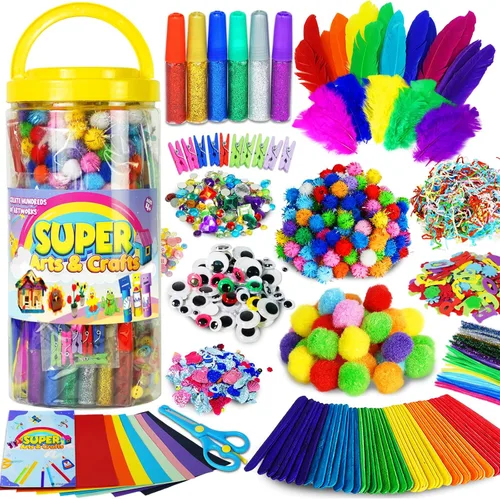Miniatura 7 de FUNZBO Suministros de Arte y Manualidades Navideñas para Niños - Kits de Manualidades con Limpiapipas, Adhesivos de Paleta, Papel de Construcción
