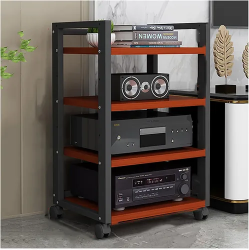 Miniatura 16 de Shelves Removable Audio Stand CD Rack Corner Rack Component Cabinet Stereo Rack Audio Tower with Height Adjustable Wooden Shelf for B-5-50x40x100cm