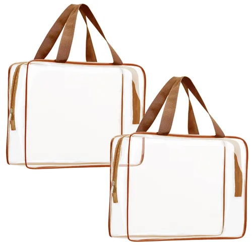 Miniatura 24 de Kit de 3 piezas de bolsas de artículos de aseo de viaje de PVC cristalino para mujeres y hombres, organizador de embalaje de vinilo impermeable