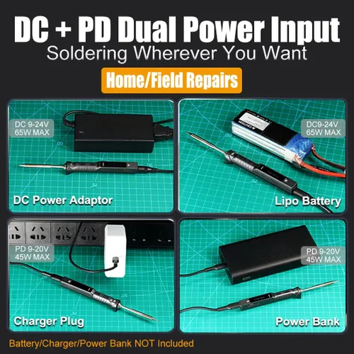 Miniatura 3 de Kit de estación de soldador original TS101 de UY CHAN, actualizado de TS100, DC 65W, PD 45W, mini soldador eléctrico portátil inteligente