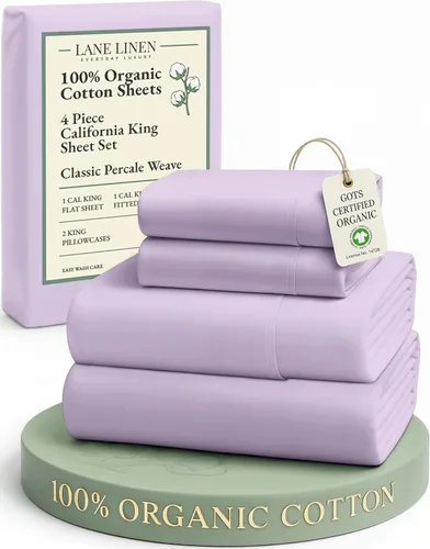 Miniatura 201 de LANE LINEN Sábanas 100% algodón orgánico para cama tamaño King, sábanas de percal suave, transpirables, de lujo, estilo hotelero, lavables a 09