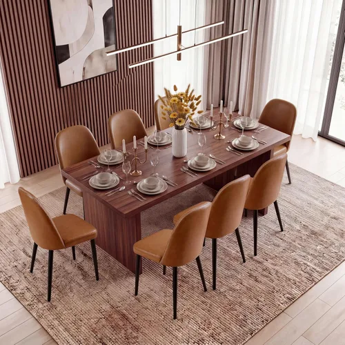 Miniatura 10 de Juego de 2 sillas de comedor tapizadas, sillas de comedor de tela moderna de mediados de siglo, sillas de cocina con asiento acolchado y patas