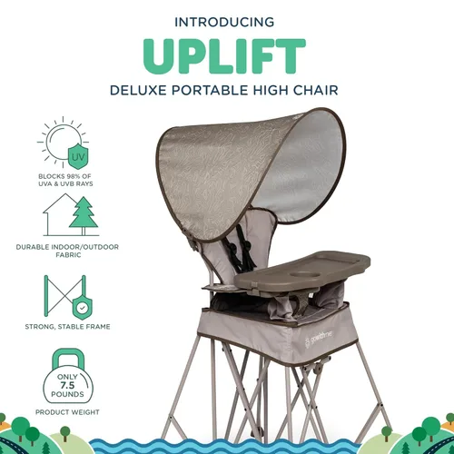Miniatura 2 de Baby Delight Go with Me Uplift - Silla alta portátil de lujo, silla alta de viaje, toldo para el sol, interior y exterior, color arenisca