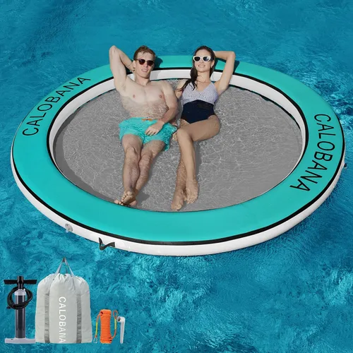 Miniatura 12 de CALOBANA Anillo Flotante Redondo Inflable Hamaca de Agua Flotadores de Río de Alta Resistencia Flotadores de Lago para Adultos Plataforma de Isla