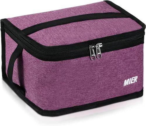 Miniatura 12 de MIER Lonchera pequeña para niños y adultos, compacta con aislamiento, mini hielera térmica portátil para viajes de trabajo, escuela, color azul Azul