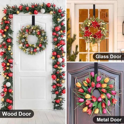 Miniatura 3 de HEYHOUSE Colgador de Corona, Decoraciones de Pascua Colgador de Corona Ajustable para Decoración de Puerta Frontal de 14.9-25", Ganchos