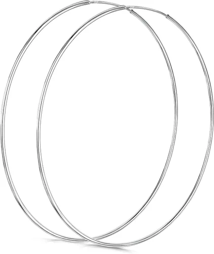 Amberta® Aretes de plata de ley 925 con círculos finos y sin fin. Tamaño del diámetro: 20 30 40 60 2.953 in