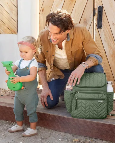 Miniatura 5 de Skip Hop Mochila Bolsa de Pañales: Forma, Bolsa de viaje multifuncional para bebé con cambiador y accesorio para cochecito, Salvia