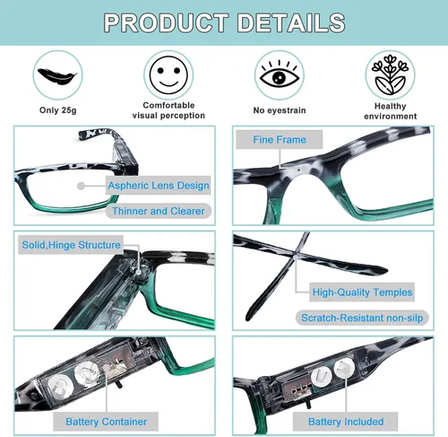 Miniatura 4 de Gafas de lectura con luces LED brillantes, lentes de lectura iluminadas, lupas con luz para hombres y mujeres, lupa iluminada, lentes de lectura
