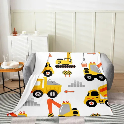 Manta de franela de forro polar para automóvil de dibujos animados, para niños, para todas las estaciones, para sofá, equipo, camiones, manta