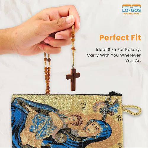 Miniatura 79 de Bolsa de rosario católico, estuche de rosario de bautismo para niños con números 6:24-26, versículo de la Biblia, 4 x 6 pulgadas, joyería y monedero