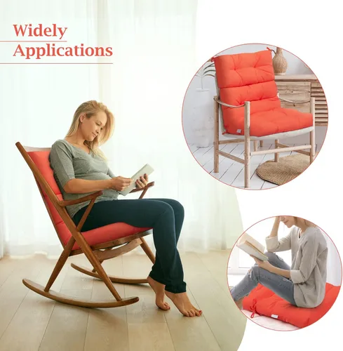 Miniatura 7 de Graffy Cojines para sillas de exterior de 45 x 22 x 4.5 pulgadas, cojín de asiento de respaldo alto con lazos, almohadillas de repuesto impermeables