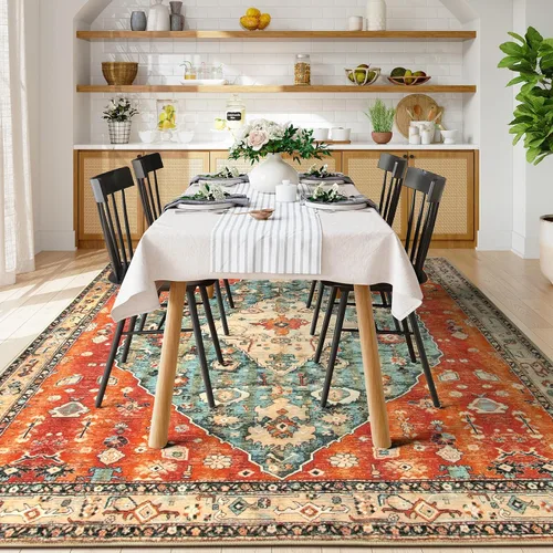 Miniatura 244 de Lahome Alfombra Bohemia Tribal Lavable de 3 x 5, Alfombras Antideslizantes para Entrada, Dormitorio, Sala de Estar, Vintage, Ultra Suave, No