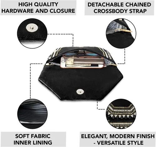 Miniatura 3 de Aheli Bolso de mano para mujer, bolso de novia para casual, correa desmontable, bolsa de noche