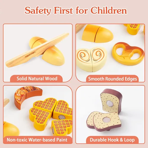 Juguetes de madera para niños pequeños, juego de corte para hornear para niños, juego de simulación de panadería de cocina para niños, regalo