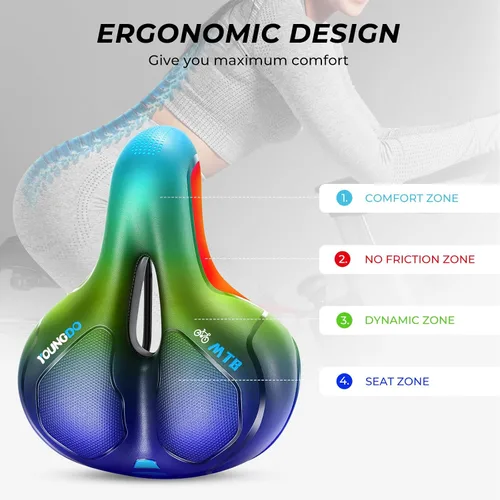 Miniatura 2 de YOUNGDO Asiento de bicicleta, cómodo y ancho para bicicleta de carretera, asiento de bicicleta de montaña transpirable, adecuado para bicicleta