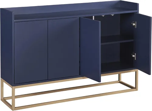 Miniatura 6 de LUMISOL Aparador de almacenamiento de madera con puertas y estantes ajustables, moderno aparador de cocina con base de metal para espacios pequeños